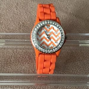 Geneva Legend  watch with silicone band - crystal accent on watch face